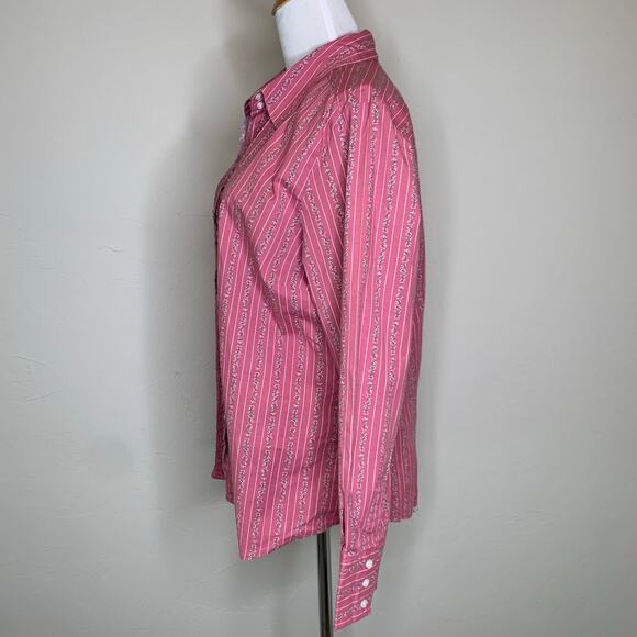Vintage Cotton Floral Stripe Button Up Ruffle Pintucking Sz XL - Picture 3 of 9